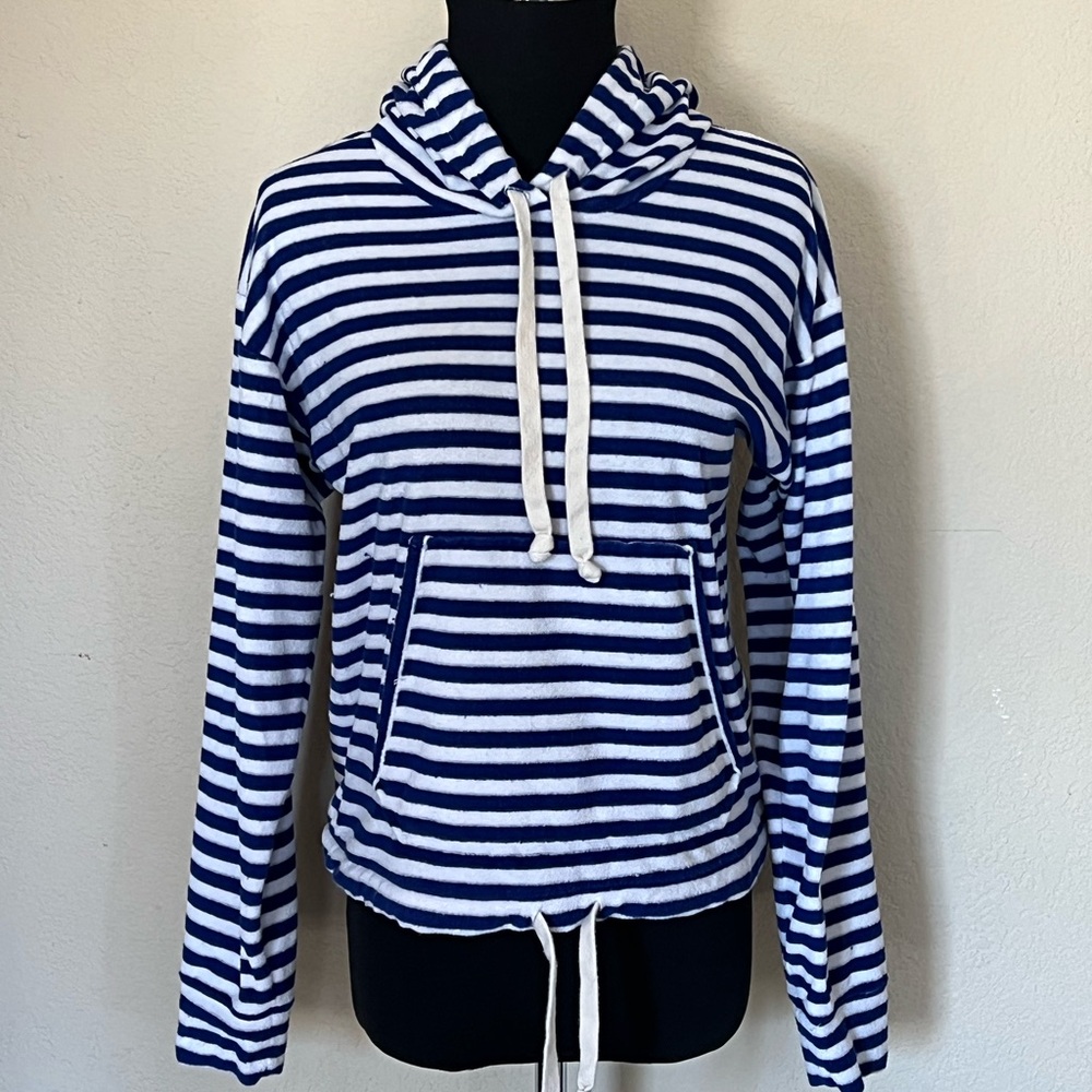 J. Crew Navy and White Striped Hoodie